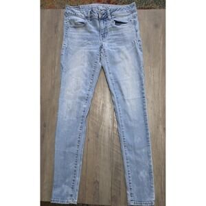 American Eagle Outfitters Super Stretch Super Low Rise Jegging Blue Jean 6 R